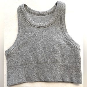 Alo, Seamless Delight High Neck Bra, size M, Athletic Heather Grey